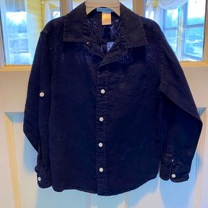 Janie and Jack boys navy linen shirt